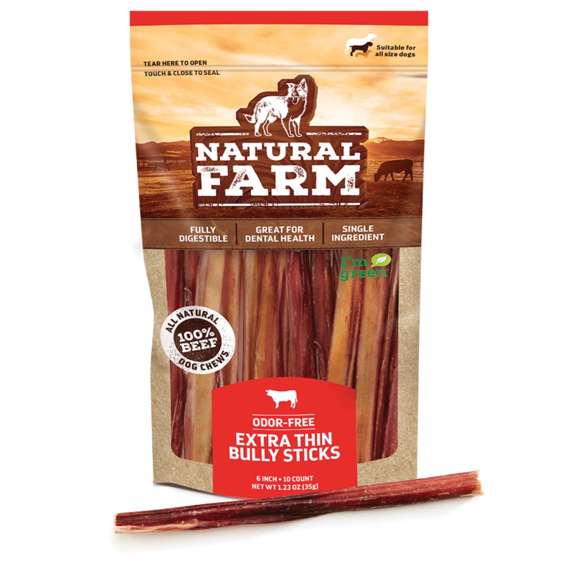 Natural Dental Chews Odor Free Bully Sticks - 6 Inch Natural Beef Chews For Dogs, 5-Pack Odor Free Natural Beef Dog Chew Sticks For Dental Health